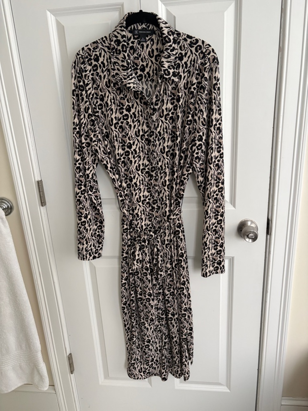 Worn once! INC Leopard Print Shirt Dress with belt, size XL.